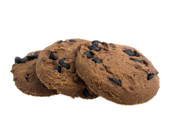 Chocolate chip cookies isolated on a white background