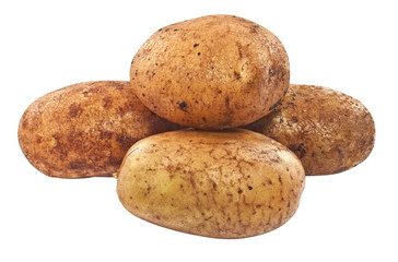 Raw unpeeled potatoes