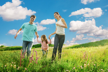 happy family having fun outdoors