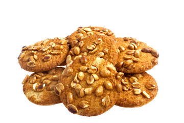cookies with peanuts on a white background