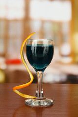 Tasty color liquor, on bright background