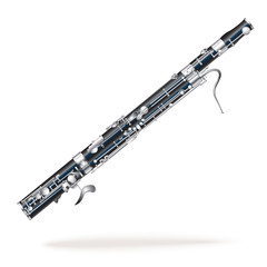 Classical bassoon, isolated on white background - obrazy, fototapety, plakaty