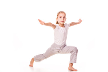 Beautiful girl gymnast  exercising, stretching