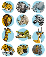 icons with wild animals of africa