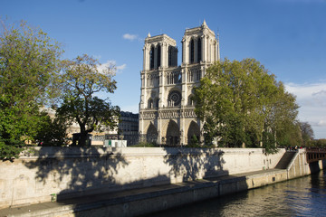 Fototapeta na wymiar Paryż, Notre Dame, jak wynika z Seine, Francja