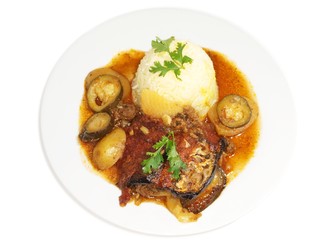Eggplant dish, fried vegetables