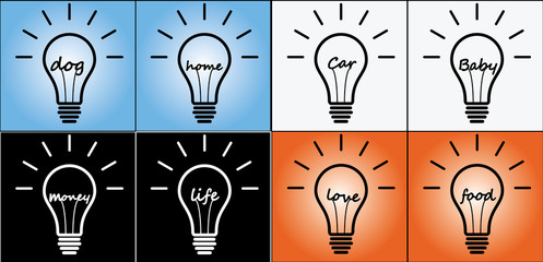 Illustration Concept of Idea using light bulb in Life, Money