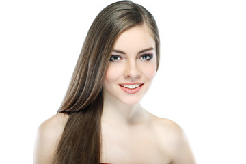 Fototapeta premium Portrait of beautiful girl, isolated, emotions, cosmetics