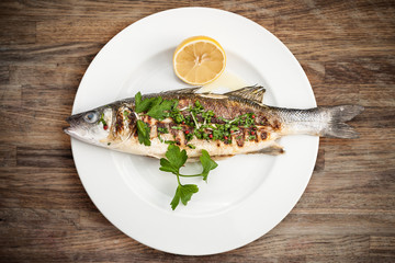 Grilled sea bass