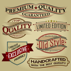 Set of Retro Seal, Labels and Calligraphic Designs