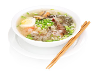 Chinese soup isolated on white