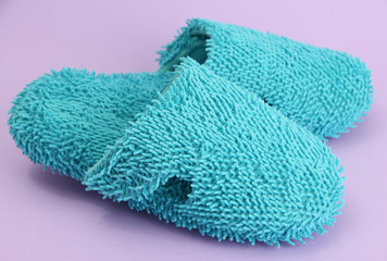 bright slippers, on purple background