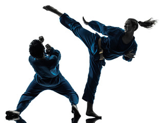 Fototapeta na wymiar karate vietvodao martial arts mężczyzna kobieta para sylwetka