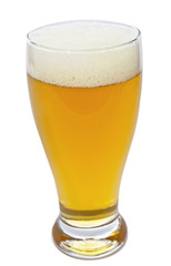 glass of light beer isolated on a white background