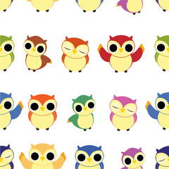 Naklejka premium Vector owl seamless pattern