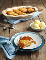 Caramel dumplings with ice cream