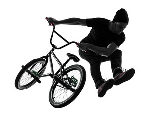 man bmx acrobatic figure silhouette