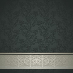 Floral pattern background with ornamental strip. Retro design
