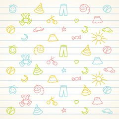 Abstract child background. Exercise book page.