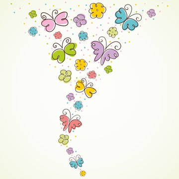 Colorful background with butterfly. Page decoration/