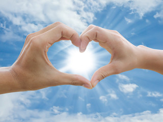 two hand make heart sign