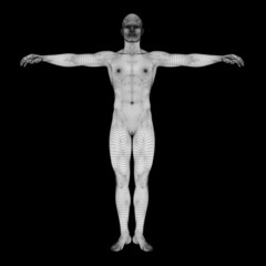 Fototapeta na wymiar High resolution conceptual 3d man standing over black background