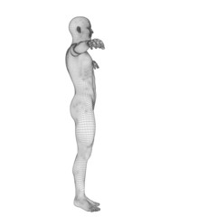 High resolution conceptual 3d man standing over white background