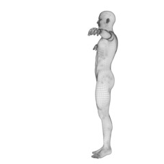 High resolution conceptual 3d man standing over white background