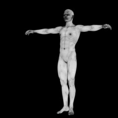 Fototapeta na wymiar High resolution conceptual 3d man standing over black background