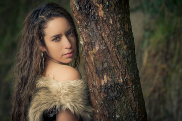 portrait of stylish woman in fur