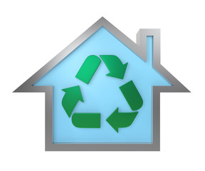 recycle mark in a house icon