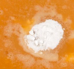 The flour is filled up in dough