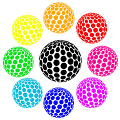 Set of rainbow colors sphere dot