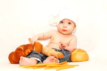 little boy in the cook costume