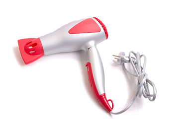 The stylish hair dryer on a white