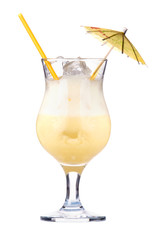 alcoholic cocktail  with umbrella and tube