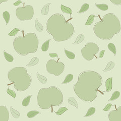 Seamless apples pattern - Light green colors