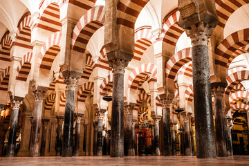 The Great Mosque or Mezquita famous interior in Cordoba, Spain - obrazy, fototapety, plakaty
