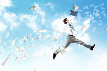 Image of jumping businessman