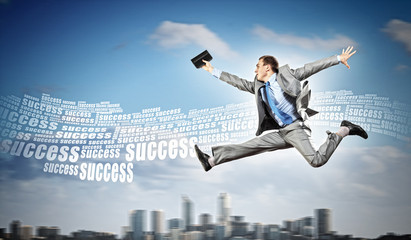 Image of running businessman