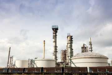View of big oil refinery of a sky background