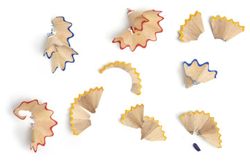 Pencil shavings, different colors