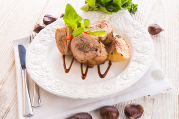 Turkey's beef olive with ham-sweet chestnut filling