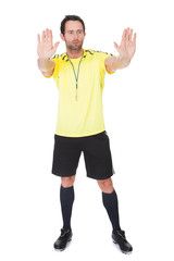 Soccer judge whistling