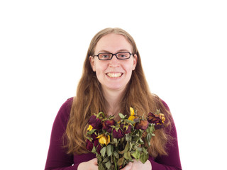 Woman with dried roses