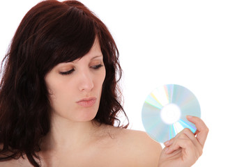 Junge Frau hält DVD