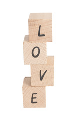 Love Tower Written With Wooden Blocks.