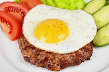 steak beef meat with fried egg