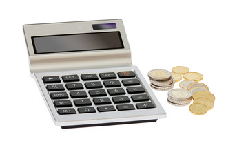 Taschenrechner und Eurom&uuml;nzen - Pocket calculator and euro coin
