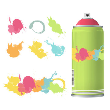 Spray color with graffiti drop. Vector design.